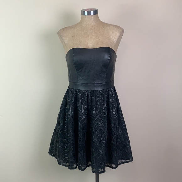 Aqua Dresses & Skirts - Aqua Mini Dress Size 6 Black Faux Leather EUC